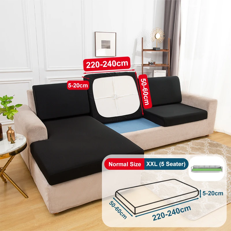 Description Picture 6 of itemLEVIVEl Waterproof Sofa Seat Cushion Cover Elastic Protector Sofa Covers Pets Kids Livingroom Sofas Slipcover Case With Random