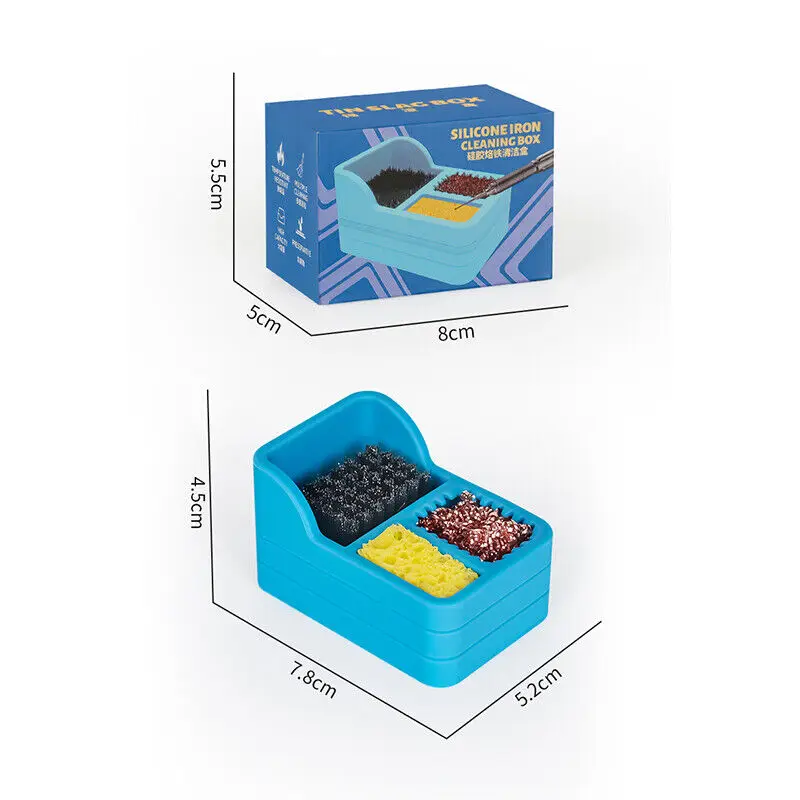 3-in-1 Solder Tip Cleaner Set Includes Silicone Holder Dense Cleaning Brushes Uninversal Iron Tips Reflashing Box Suit