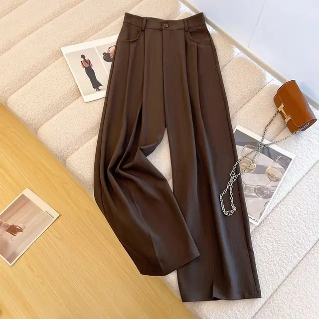 Spring Autumn Female Tailoring Trousers Work Women's Dress Pants Fluid Office Wide Leg New in Classic High Quality 90s Aesthetic 1