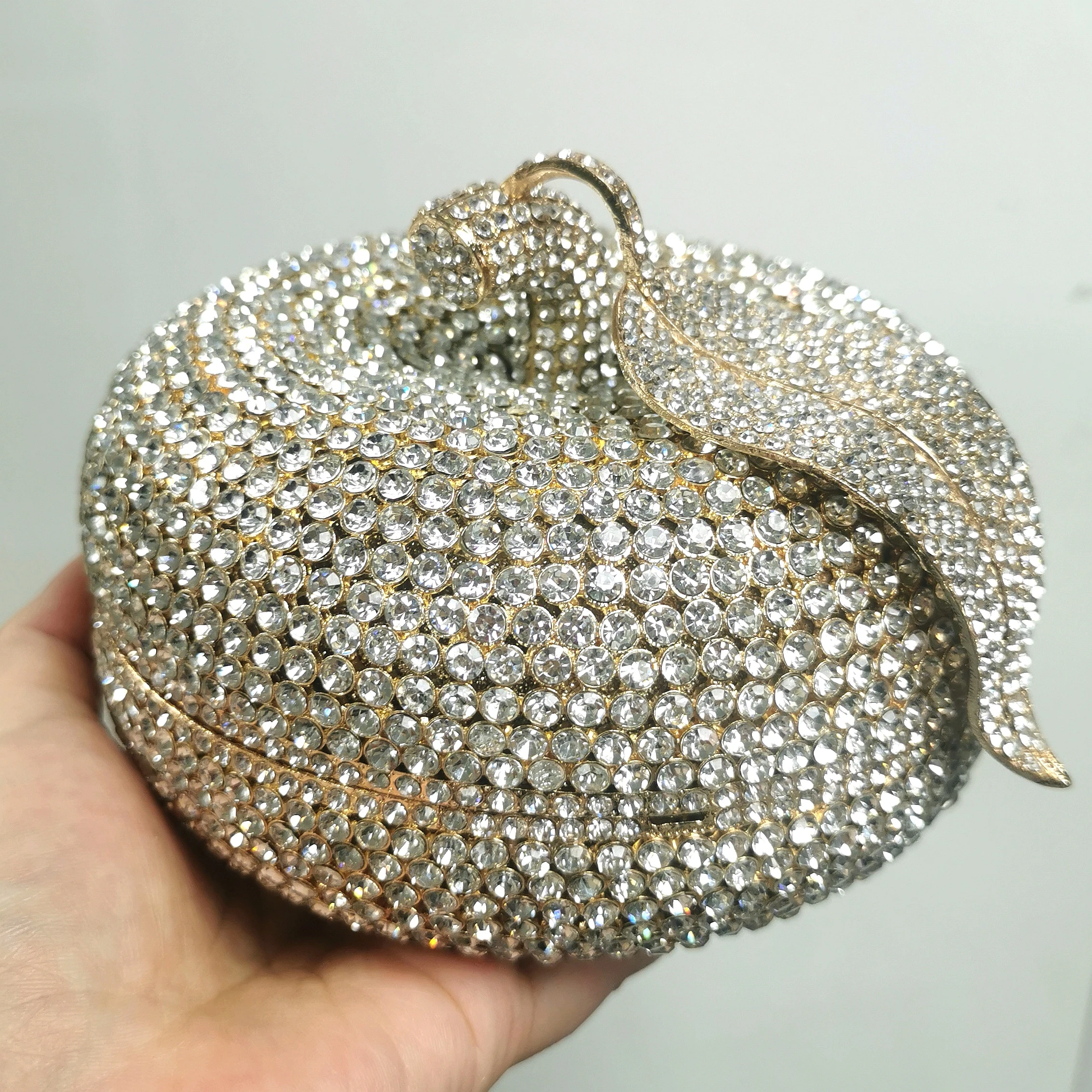 Bolsos elegantes de noche con piedras doradas, carteras de diseñador de lujo para fiesta de boda, bolso de mano nupcial con de imitación| |