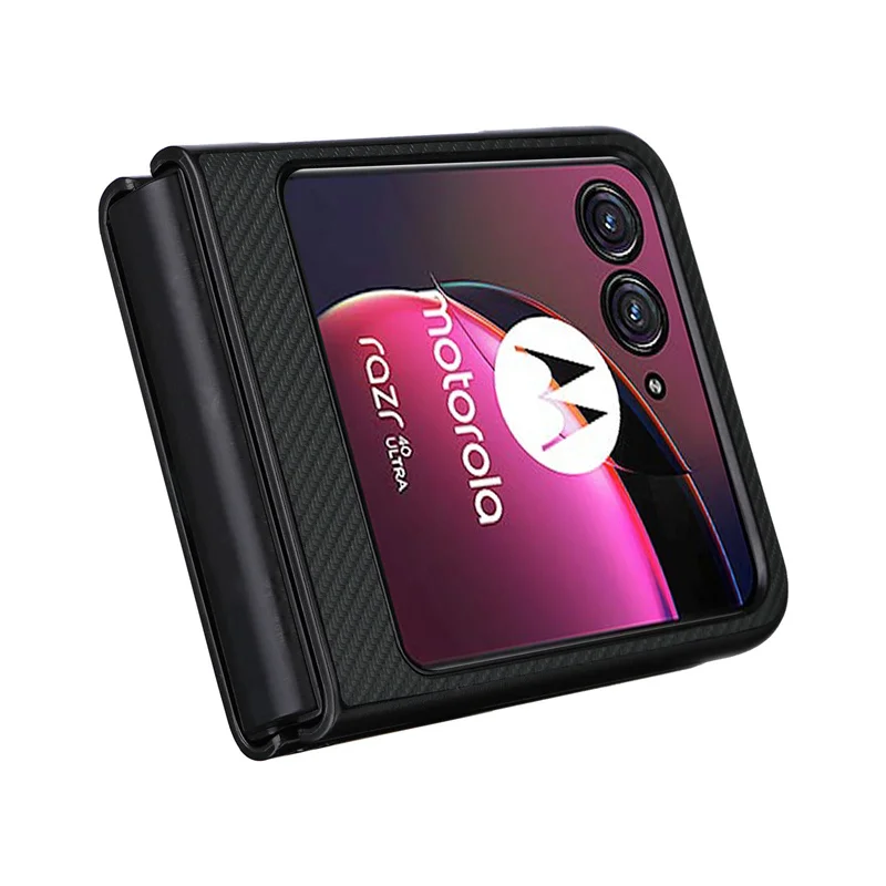Luxurious Carbon Fiber Slim PU Leather Phone Case - Premium Book Cover for Motorola Razr 40 Ultra