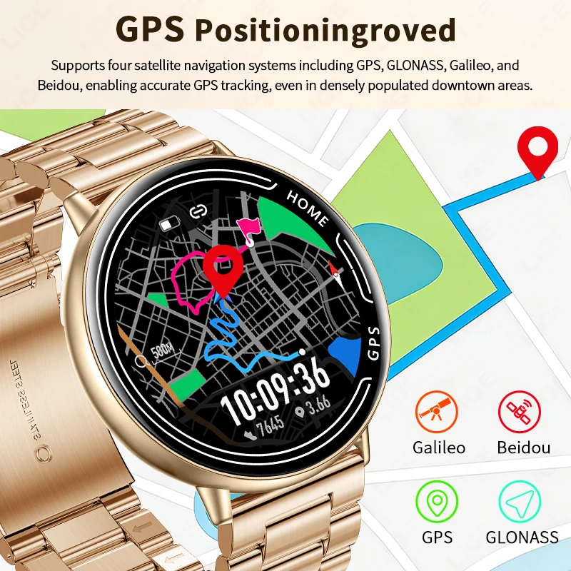 LIGE GPS Smart Watch Heart Rate Monitoring Bluetooth Call Outdoor Sports 1ATM Waterproof 1.39 Inch Screen Men Woman Smartwatch
