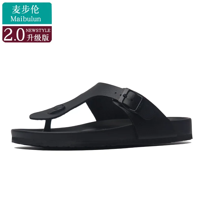 

2024 High Quality Summer Men Flip Flops Breathable Beach Slippers New Design Fashion Casual Solid Black Non Slip Flat Slides