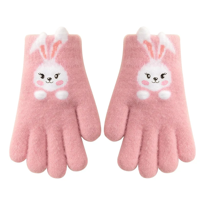 Cute cartoon gloves for little rabbits, knitted yarn for babies, cold resistant and warm gloves, children's gloves