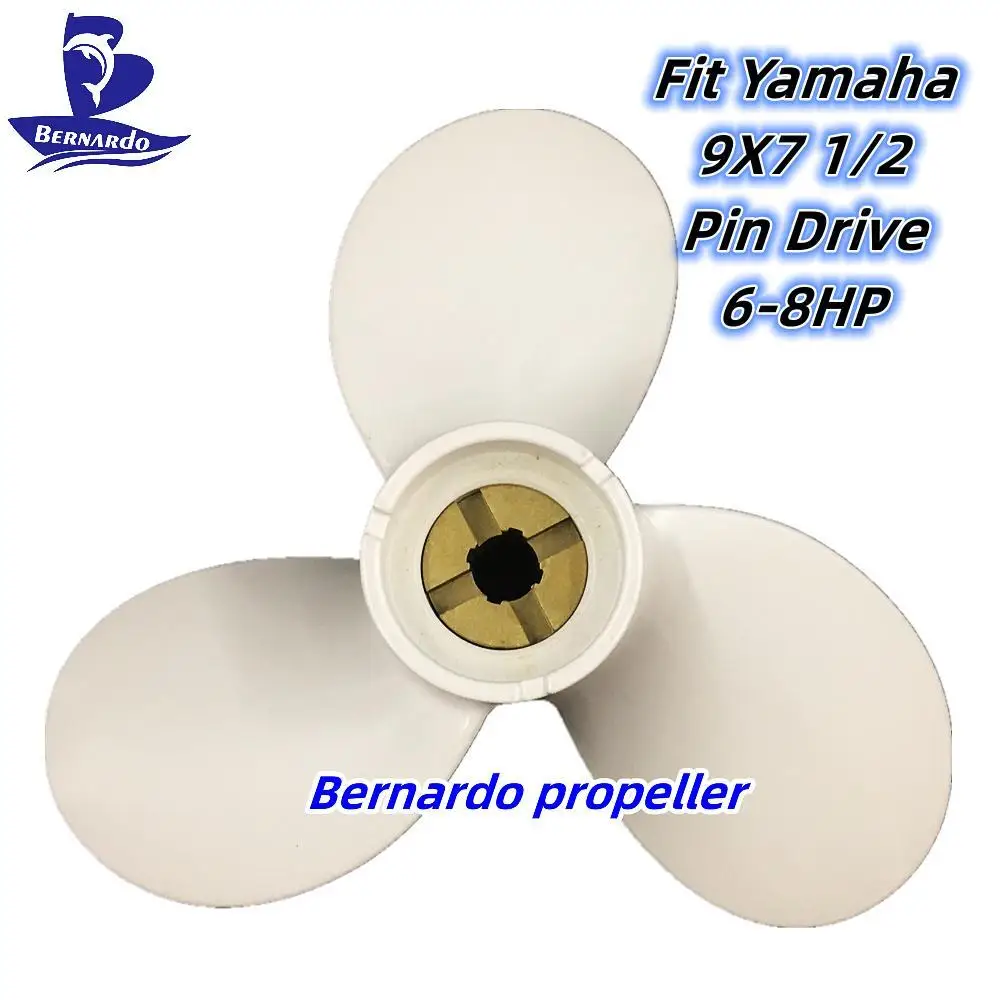 Bernardo Boat Propeller 9X7 1/2  Fit Yamaha 6 8 9.9 HP Outboard Engines Motor Aluminum Alloy Screw 3 Blade Pin Drive Spline RH 1pcs d55l65 sb rigid clamp coupling bore 9 5mm aluminium d55 l65 screw rod drive shaft cnc jaw shaft motor coupler