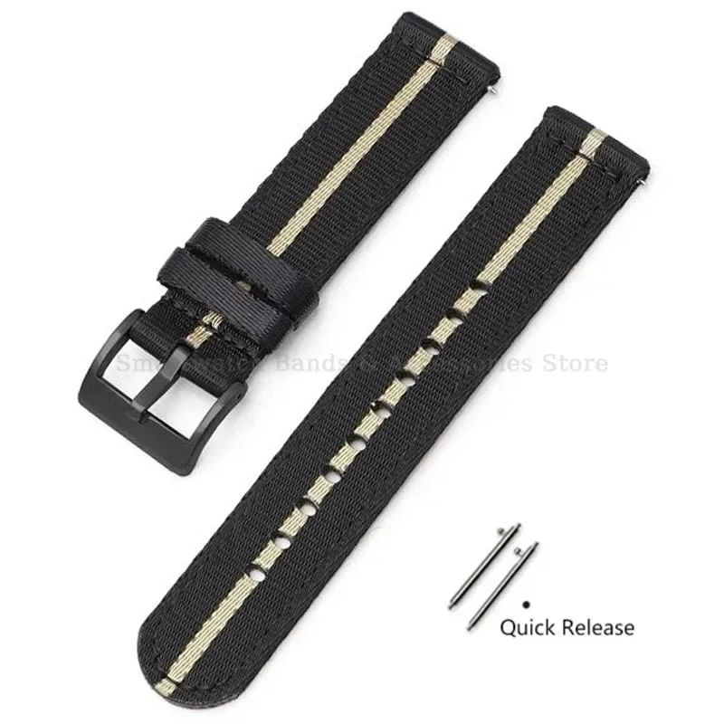 Premium Woven Nylon Watch Band with Quick Release and Stainless Steel Buckle