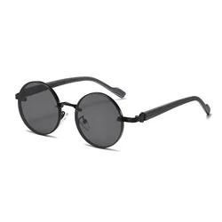 Vintage Round Gradient Sunglasses - Trendy Luxury Design Unisex Shades (Black)