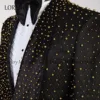 Customized  Bead Crystals Men Suits Slim Fit Groom Wedding Tuxedos 3 Pieces Sets Bridegroom Prom Blazers Fashion Terno Masculino 4