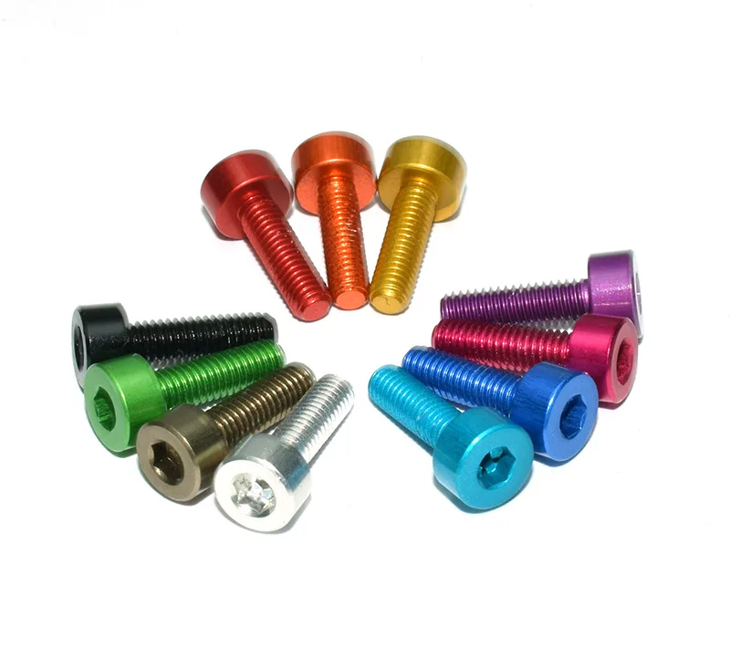 

10pcs M4 Aluminum hex socket head cap screw M4*6/8/10/12/15/20/25mm 7075 Aluminum Alloy anodized Model Screws mix colors