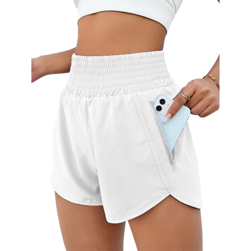 

Summer High Waist Sports Shorts For Women Quick Dry Breathable Fitness Trousers Anti-Lighting Double Layer Yoga Training Running