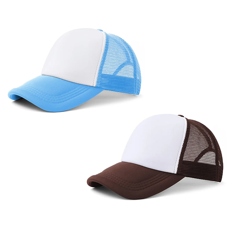 

10pcs Sublimation Blank Polyester Mesh Cap Baseball Hat Unisex Adjustable Blue Coffee Blanks Adult Caps for Heat Press Printing