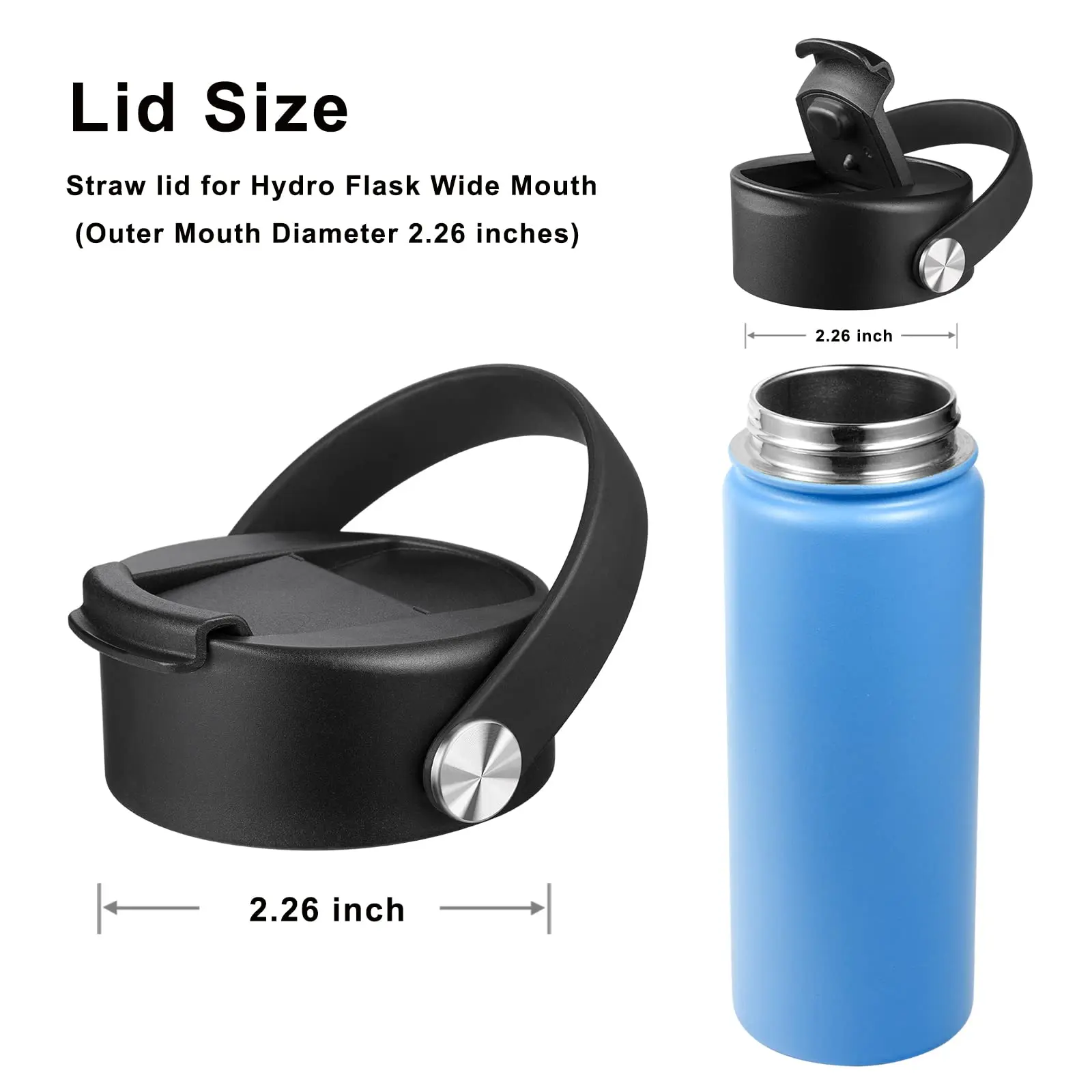 Flip lid for Hydro Flask Wide Mouth 32 40 oz with Flexible Handle