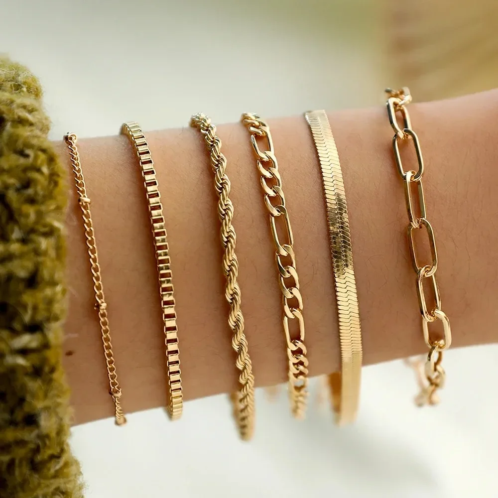 3 Pcs/set Geometric Twisted Lines Irregular Shaped Open Cuff Bracelet and Bangle Set for Women Punk Exaggerated Style Accessor