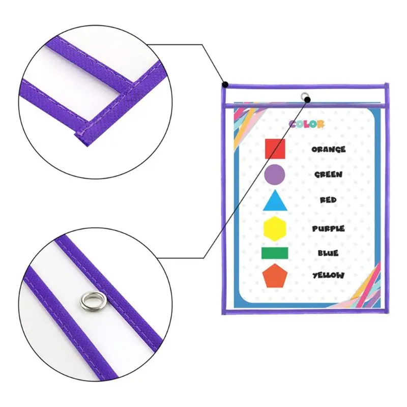 

10x Heavy Duty Pockets Ticket Holders Sheet Protectors Clear Front and Back Washable for Kids Adults Students QXNF