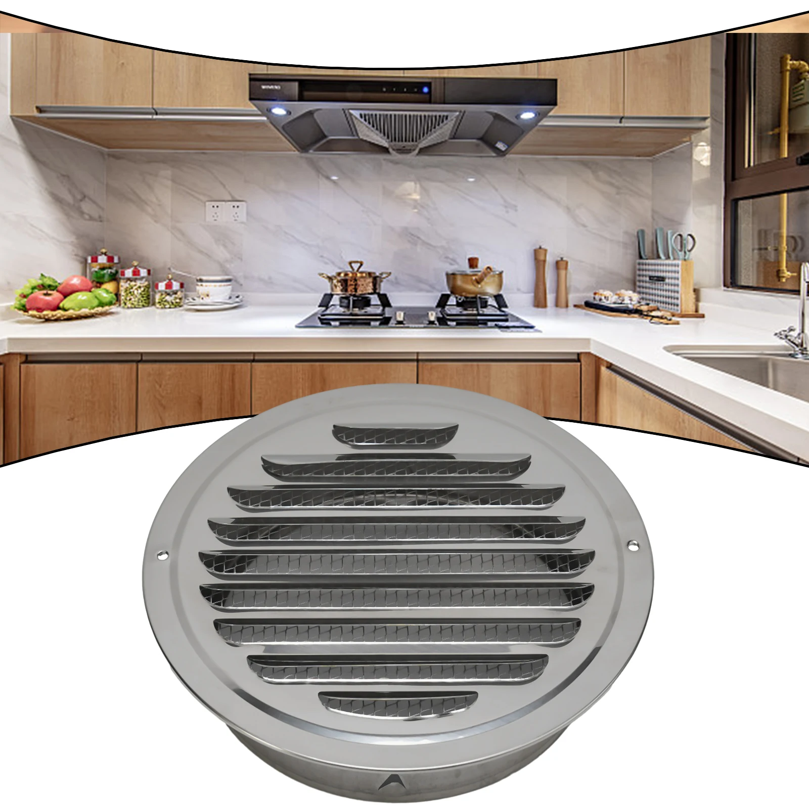 

70-300mm Round Stainless Steel Vent Grille Exterior Wall Duct Ventilation Tool Toilet Exhaust Hood Home Improvement