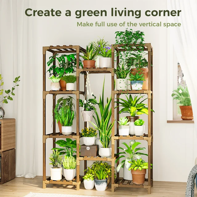 Tall Wood Plant Stand 4
