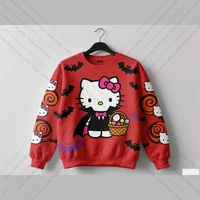 2025 Autumn Winter Hello Kitty Print Women's Sweatshirt Sporty Casual Style With Plus Size Streetwear Trendy Hip-Hop Style