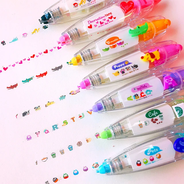 6 Pcs Lace Correction Tape Corrective Press Decorative Pen Puppy Scrapbook  Pens Scrapbooking Plastic DIY Student Use Cute - AliExpress