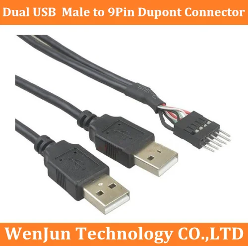 

Двойной USB, внешний адаптер для ПК, внутренний 9-контактный разъем, адаптер-разветвитель, USB-кабель 20 см