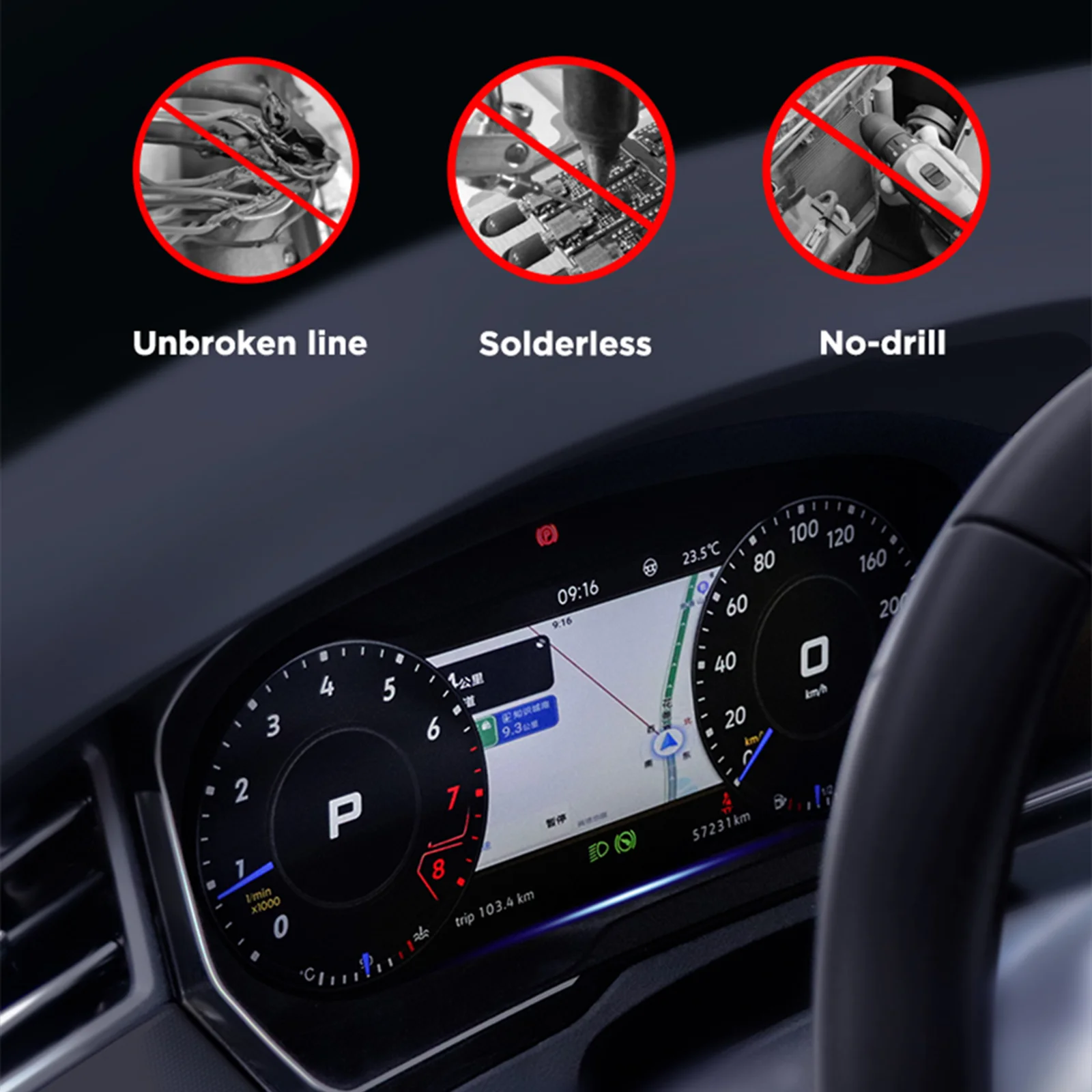 Panel de Instrumentos Digital LCD Linux 1920*720P para Volkswagen Scirocco, Tiguan, Seat León, Polo, Golf 5, Golf 6, Golf 7/7.5, MK5, MK6, MK7, Passat B6, B7, CC, B8, Cabina Virtual, Carplay Inalámbrico, Android Auto, GPS, Navegación, Velocímetro, Monitor, Actualización CAN BUS 4