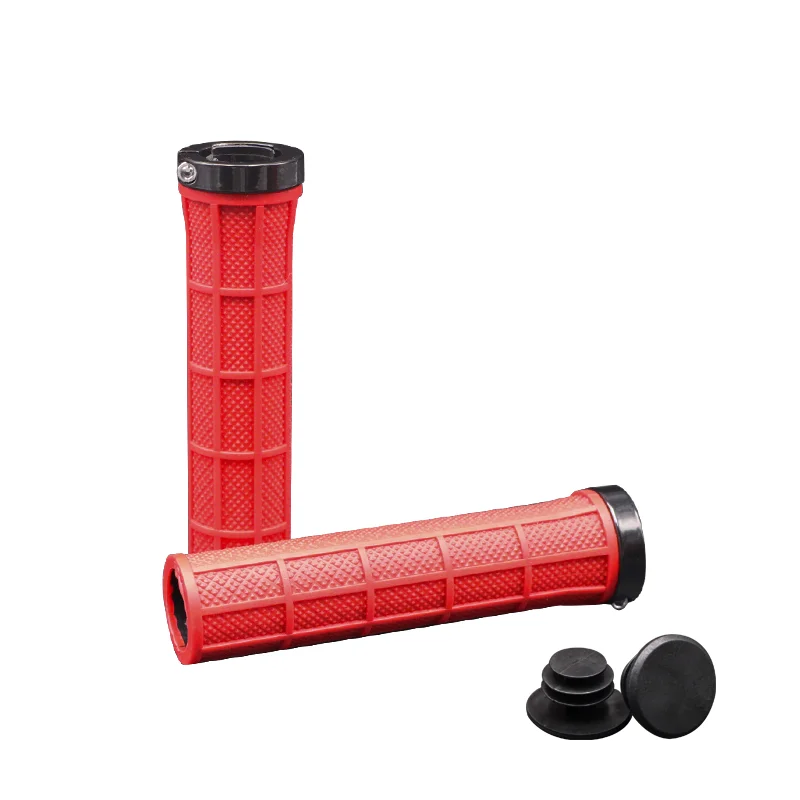 Mountain Bike Grips Single-Sided Locking Anti-Slip Shock-Proof Bicycle Handlebar Cover TPR Rubber Comfortable MTB Accessories