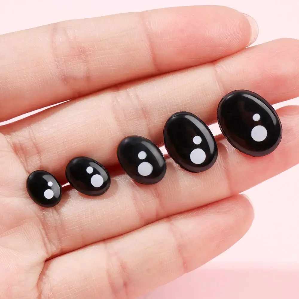 Plastic Oval Safety Eyes 20/40Pcs 7-12mm Black Plush Doll Accessories Puppet Crafts For White Bear Doll Animal Kids DIY Toys