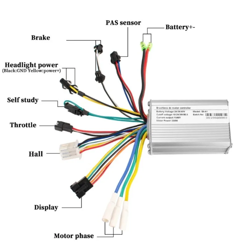 ルーチェモン:サタンモード パラレル 44-MY1025-09C 15A 25A 500W 350W Electric Bike Scooter Controller 24V 36V