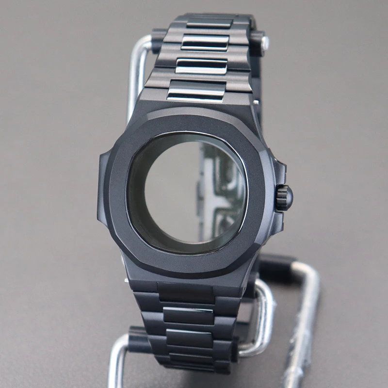 39,5 mm schwarzes hochwertiges Herren-Uhrenteilgehäuse, Armband, Saphirglas für modifiziertes Nautilus NH35 NH36 NH72 29–30,5 mm Zifferblatt – Detail 4