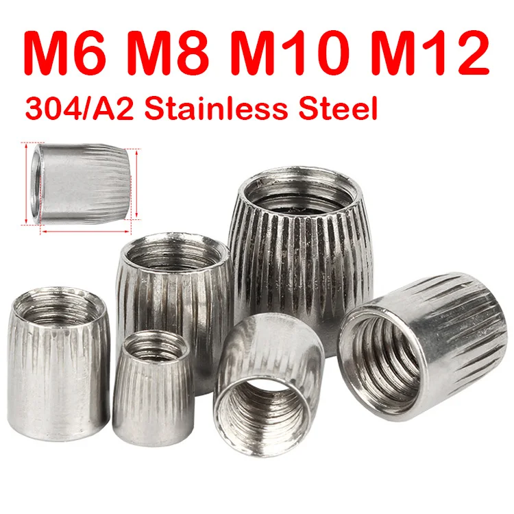 5/20Pcs M6 M8 M10 M12 304 A2 Stainless Steel Conical Nuts Cone Nut Knurled Implosion Expansion Screw Cap Thread Nut