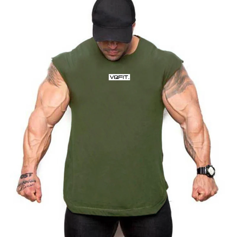 

Майка мужская из дышащего хлопка, модная повседневная одежда для тренировок, без рукавов, для спортзала и бодибилдинга, свободная майка с круглым вырезом, лето