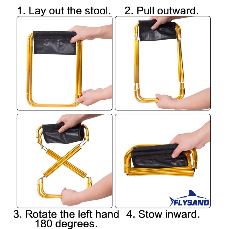 FLYSAND Folding Chair Outdoor Convenient Folding Picnic Camping Stool Mini Storage Fishing Chair Ultra-Light Aluminum Alloy
