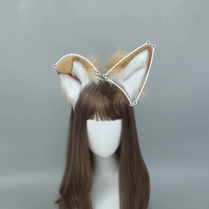Brown Shiba Inu Anime Simulation Headwear Beast Tail Wolf Ear Cat Ear Fox Hair Hoop Cosplay Halloween Accessories, hair accessories,animal cosplay costume