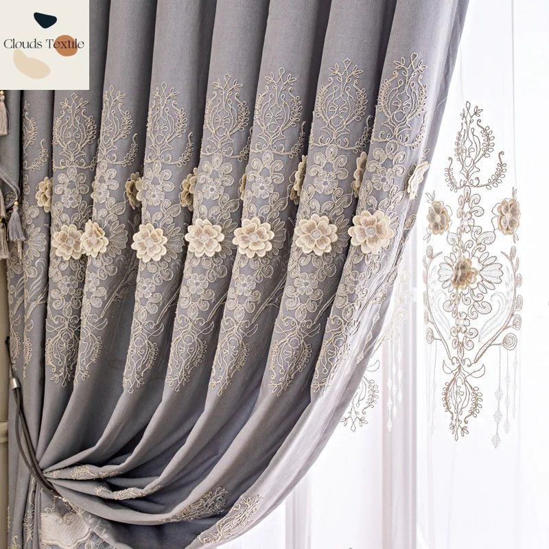 

Curtains for Living Dining Room Bedroom European Chinese Red Velvet Villa Living Room Bedroom New Luxury French Custom-made