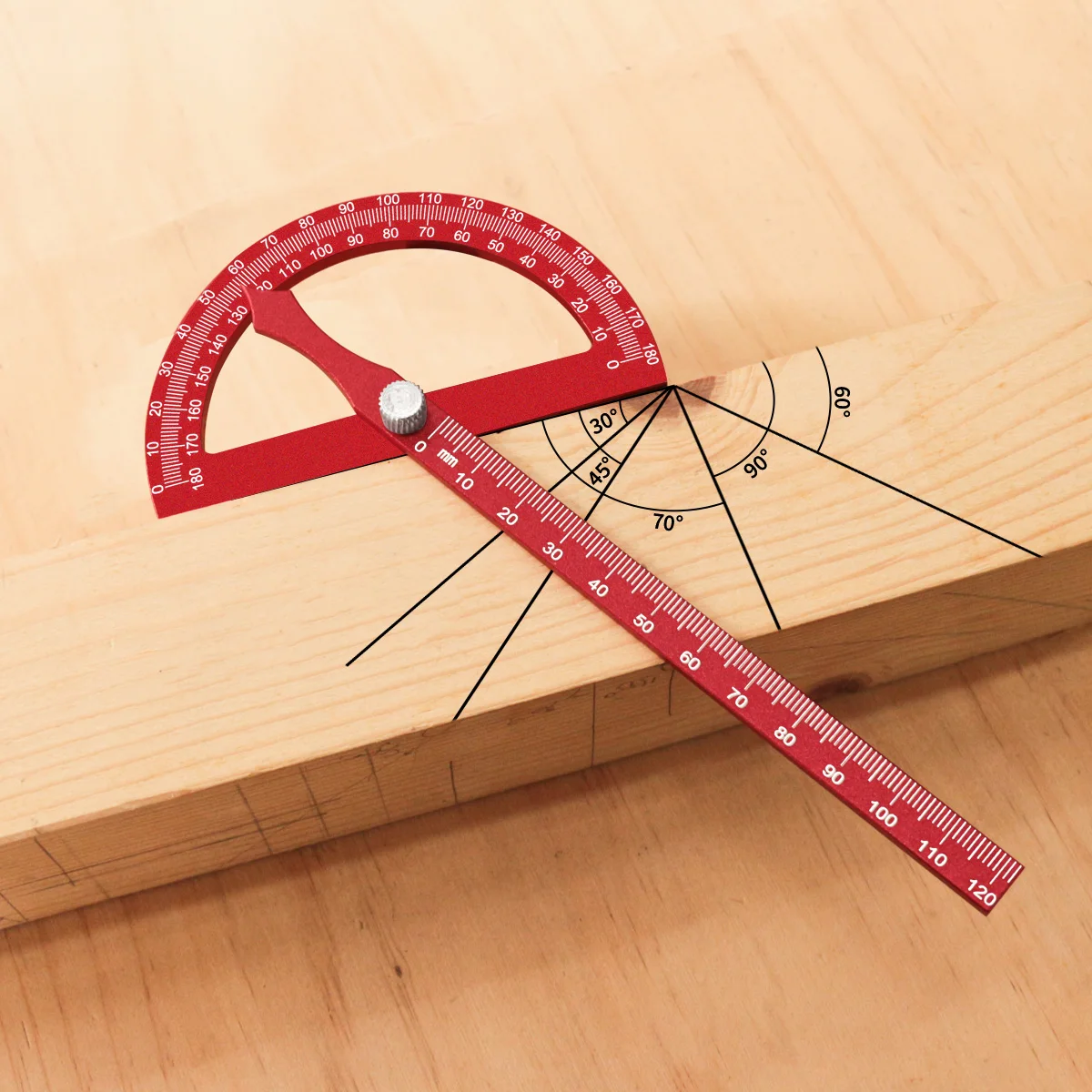 Aluminum Alloy Protractor Angle Ruler – Multifunctional Woodworking Marking Tool for High-Precision Angle Measurement & Layout 4