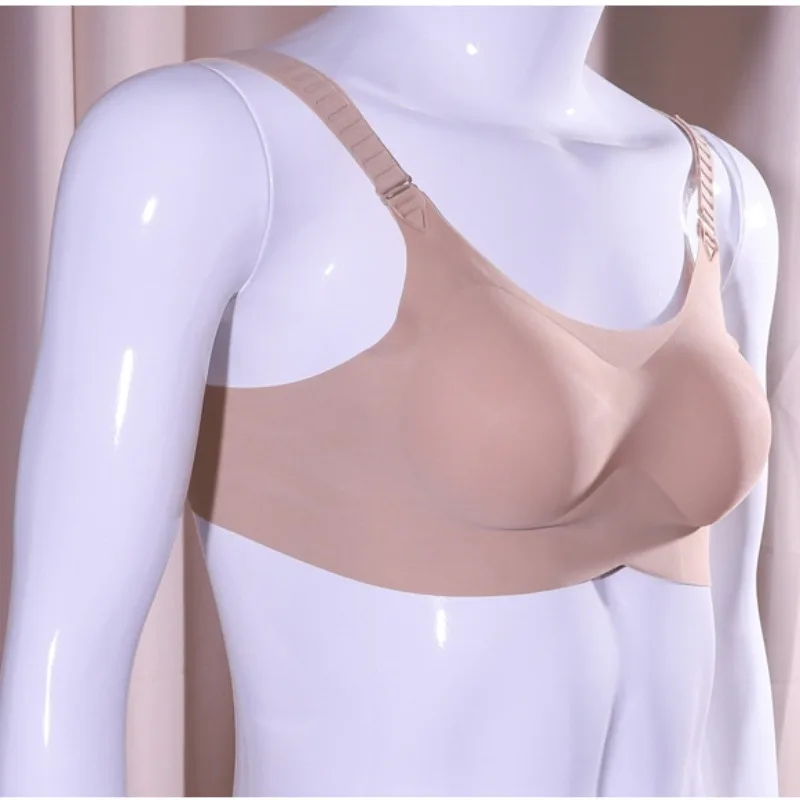 Wearable Silicone Fake Breasts Cross-Dressing Solid Short Breast