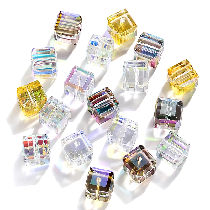Crystal Beads 50/100PCS 4/6/8mm Crystal Beads AB Colorful Cube Austria Beads Jewelry Making Glass DIY Bracelet Earrings Necklace