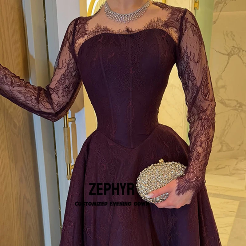 فستان سهرة من الدانتيل من ZEPHYR، فساتين سهرة واسعة، فساتين حفلات، فستان رسمي عربي، فستان لحفلات الزفاف، فستان ضيوف، قابل للتخصيص