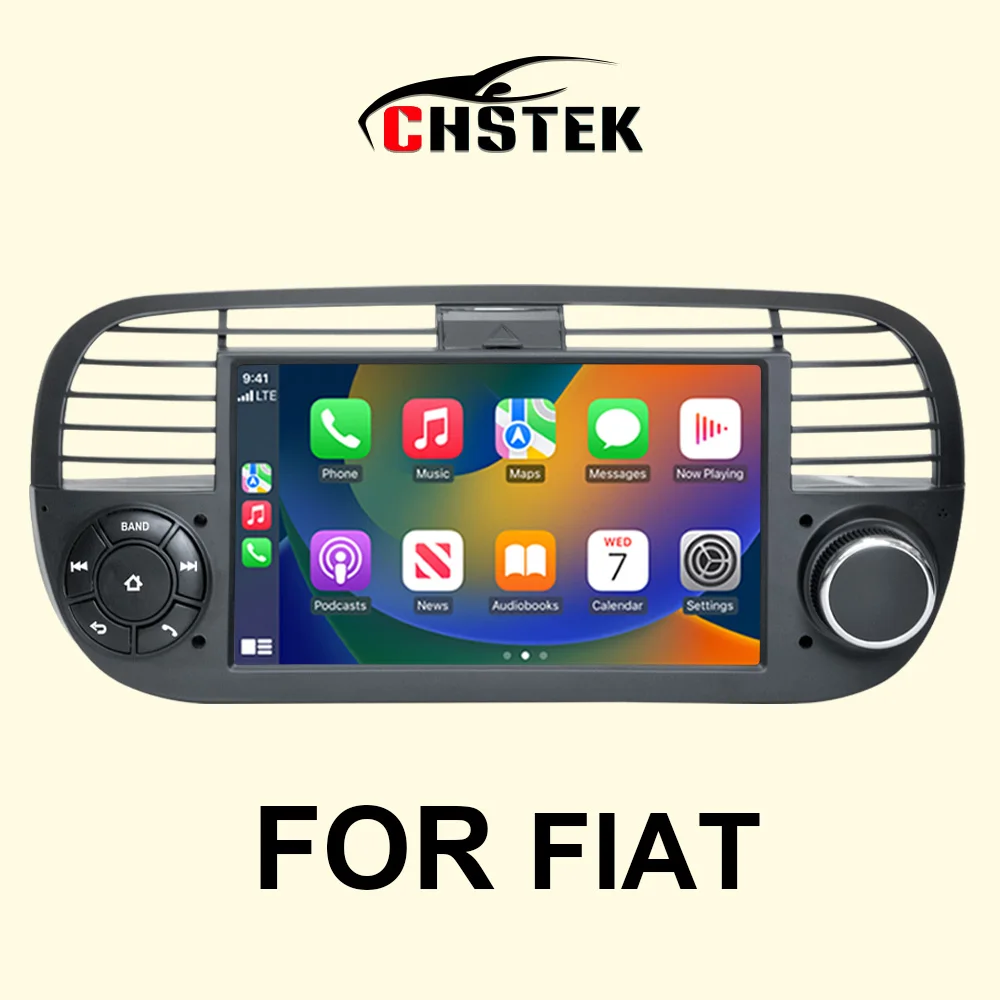 Chstek Android13 Autoradio Stereo Carplay Navigazione Per Fiat 500 Abarth 2007-2015 Lettore Multimediale Bluetooth Wifi 4G Autoradio