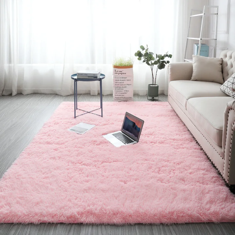 VIKAMA Modern Simple Tie-Dye Silk Wool Floor Mats Non-Slip Living Room Bedroom Stain-Resistant Carpet Home Decoration
