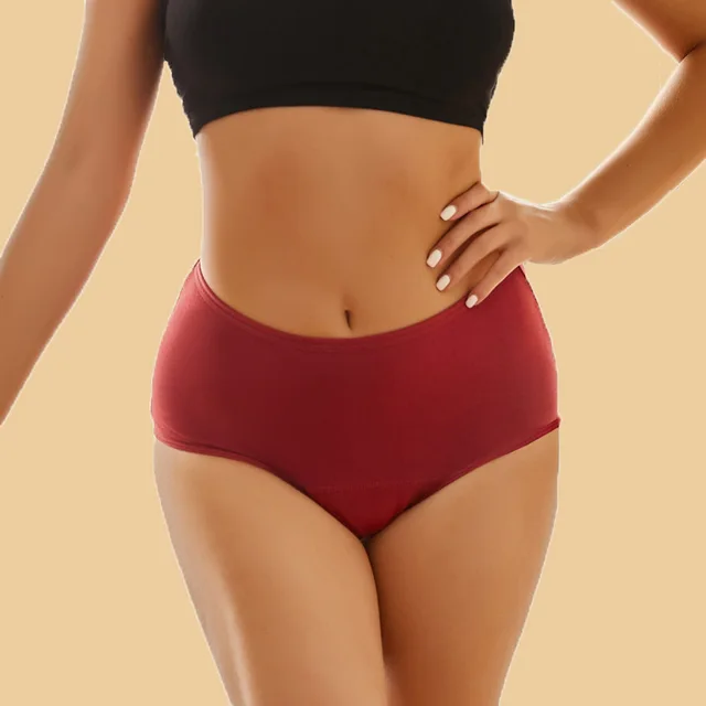 Plus Size Leak Proof Menstrual Panties Comfortable Cotton Briefs - Image 3