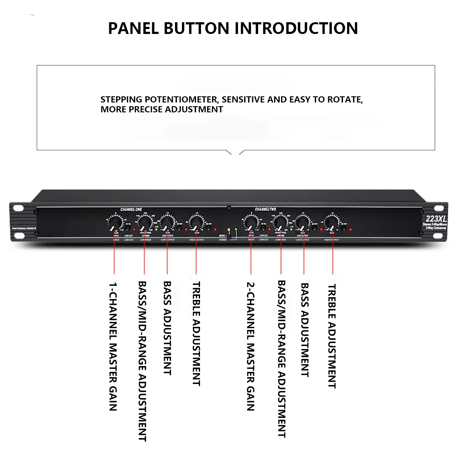 GAX-223XL/223XS Professional Audio Processor Electronic Divider 2-Divider Monochannel 3-Divider Stage Suitable