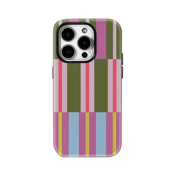 Luxury Double - Layer Phone Case with Colorful Geometric Stripes - iPhone 14 Plus (FLR - 327FLR1015A90)