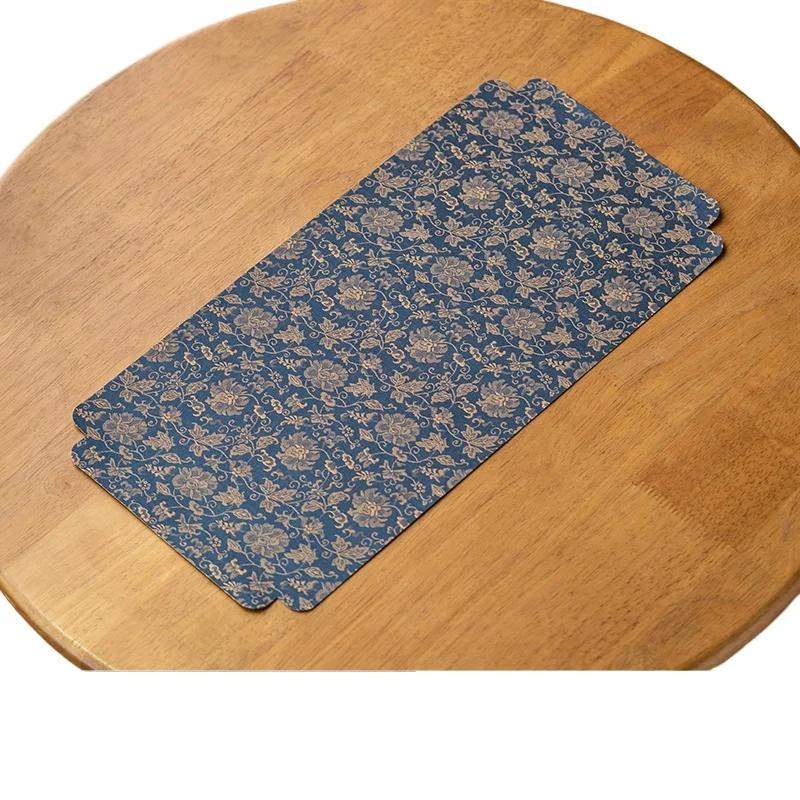 Double Sided Woven Brocade Tea Mat New Chinese Style Dry Foam Table Mat for Household Use Waterproof Rectangular Fabric Mat