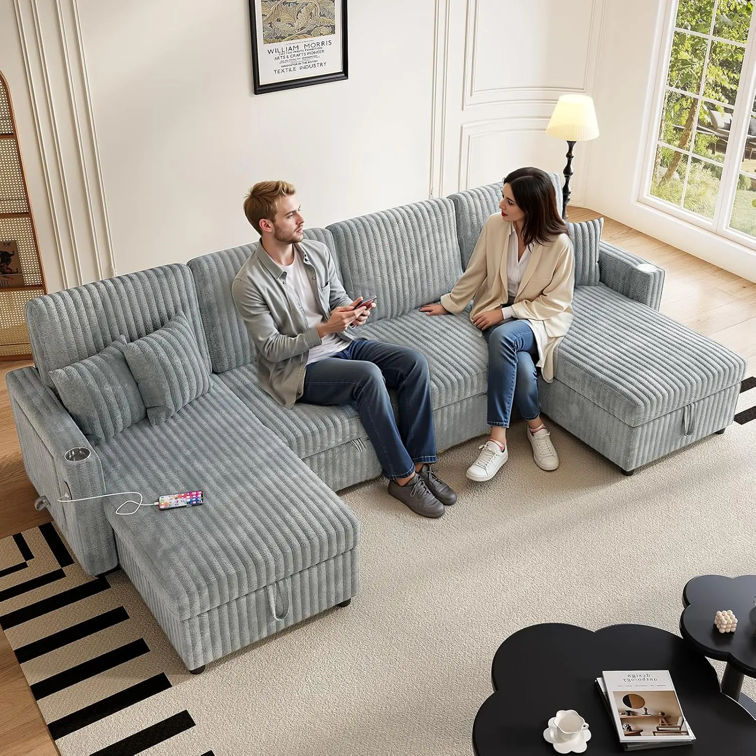 Convertible U-Shaped Sleeper Sofa 2