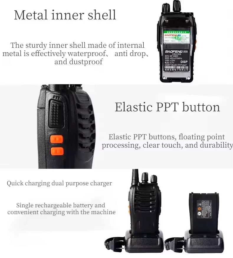 2PCS 12W UHF Two-Way Radio, Dual Band Walkie Talkie, 400-470MHz, Long Range Portable for Hunting, Outdoor & USB Charging