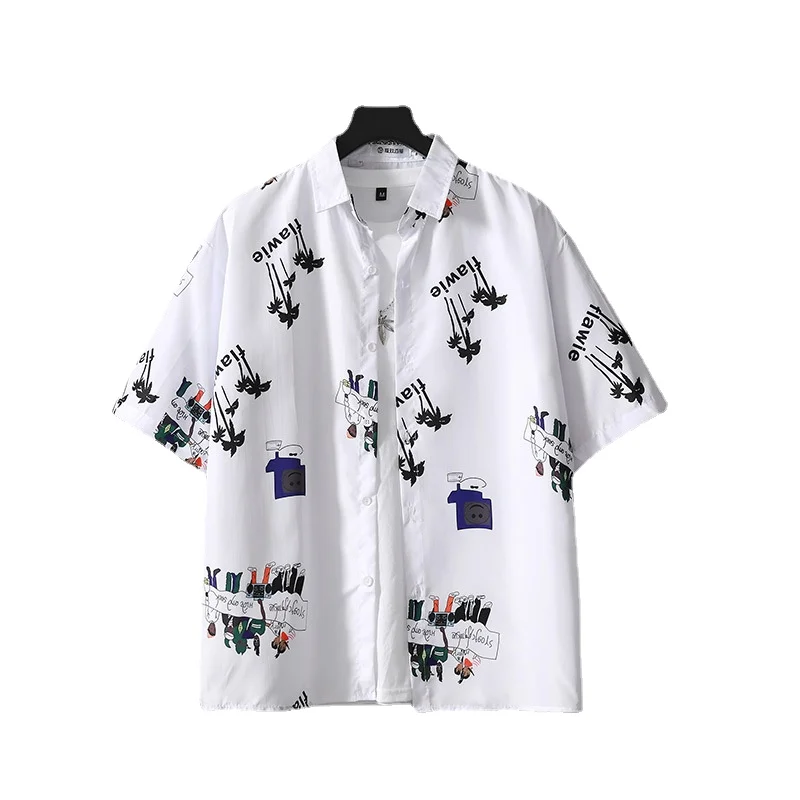

Hip Hop Men's Oversized Shirts Cactus Graphic Print Shirts Fashion High Street Summer Casual Beach Daily Short Sleeve Streetwear