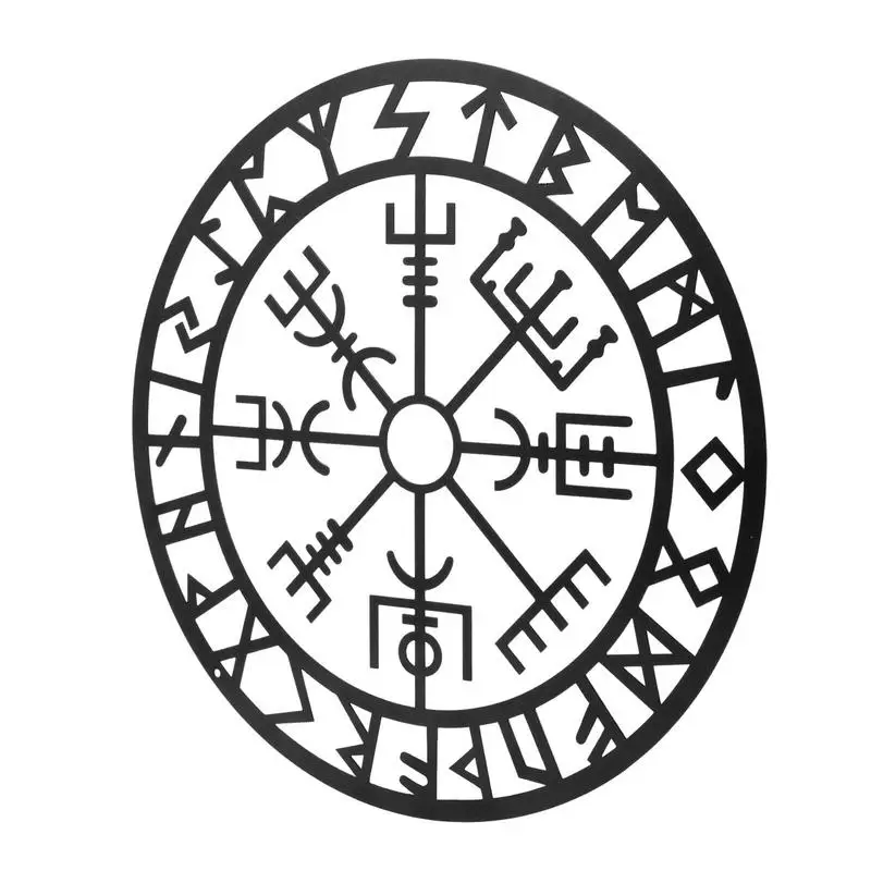 

Style Iron Viking Decor Norse Mythology Symbols Wall Hanging Decoration Creative Metal Round Wall Shelf Decor