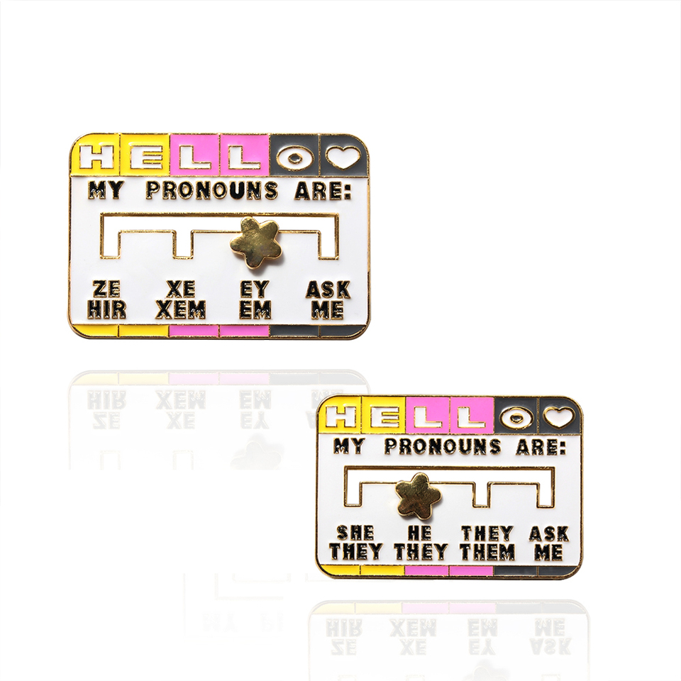 New Pronoun Slider Enamel Pin Interactive Mood Tracker Spinning Badge Brooch Backpack Shirt Jackets Accessories Jewelry