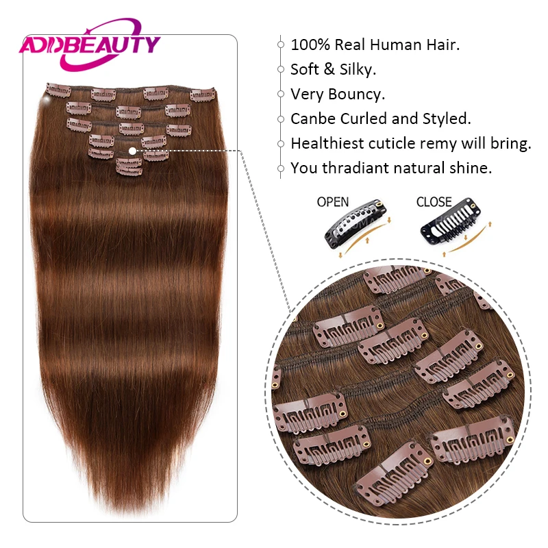 100% Human hair 7Pcs Full Head Clip In Extensions 7pcs 15 main image 3