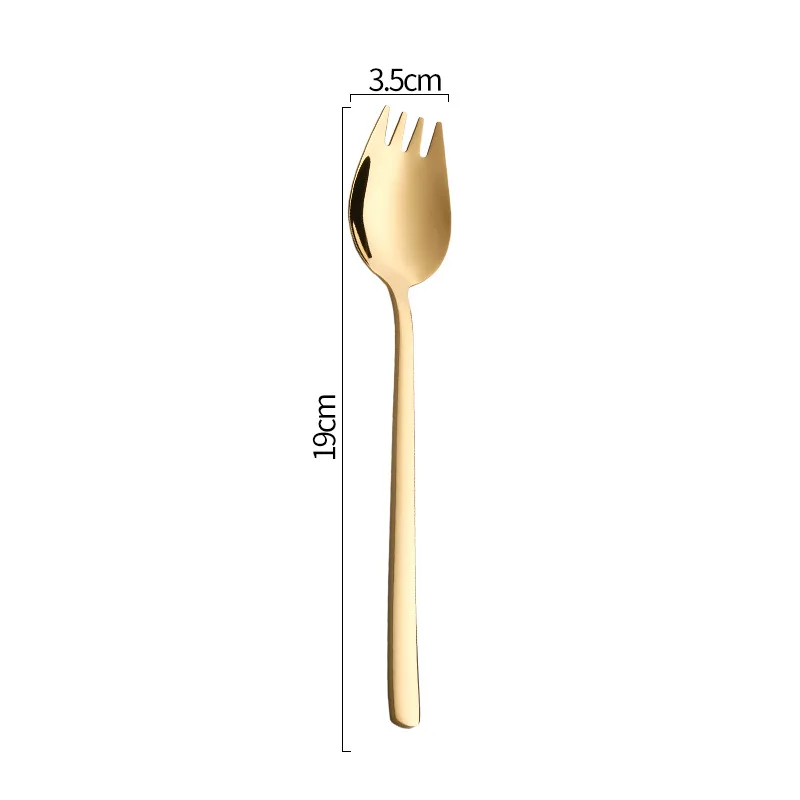 Description Picture 2 of itemStainless Steel Fruit Fork Dessert Forks for Cake Snack Salad Fork Spoon 2 In 1 Colorful Long Handle Fork Spoon DH48